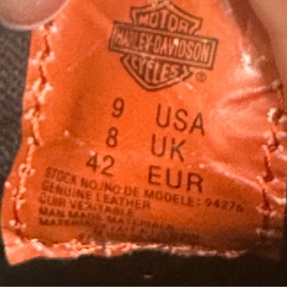 Harley Davidson Men's Round Toe Black Soft Leather Ankle Motorcycle Boots Size 9 - Picture 10 of 12